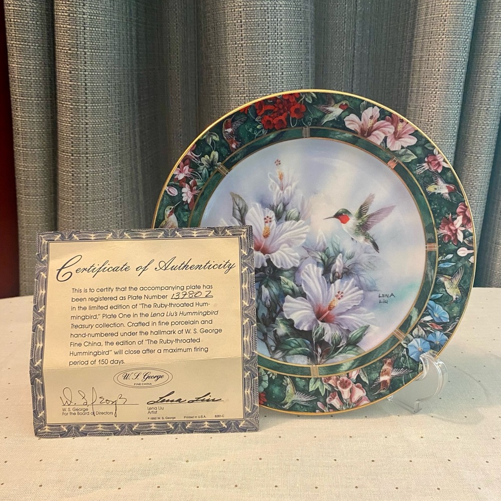 Vintage Collector Plate "The Ruby-Throated Hummingbird" By Lena Lui